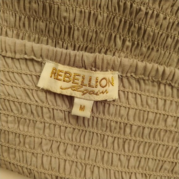 Rebelion Again Beige Size Medium Crochet Boho Ruffle Crop Cotton - Picture 3 of 3